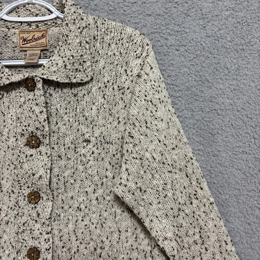 Vintage Woolrich Silk Blend Cardigan M Textured Knit Button Front Cottagecore